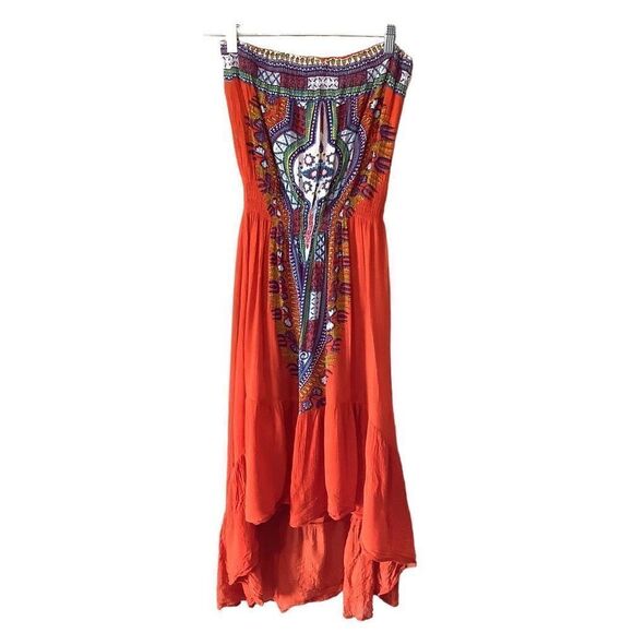 Bohemian Strapless High Low Maxi Dress by Cost Plus World Market - Picture 1 of 9